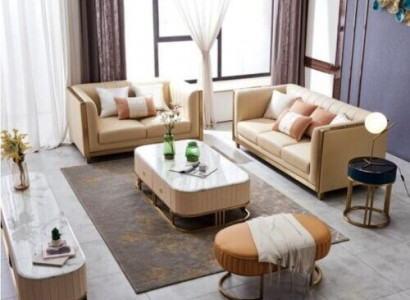 Edelstahl Metall Möbel Design Wohnzimmer Couch Sitz Polster Garnitur 3+2+1